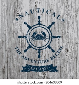 T-shirt print. Nautical marine, badge design.