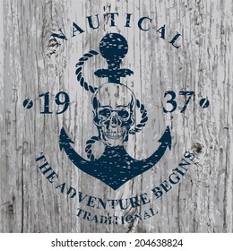 T-shirt print. Nautical marine, badge design.