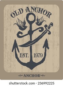 T-shirt print. Nautical marine, badge design.