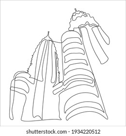 Impresión de camisetas. una línea, línea continua. torres, kuala lumpur. Malasia, símbolo del país. Estilización moderna. vectores 10