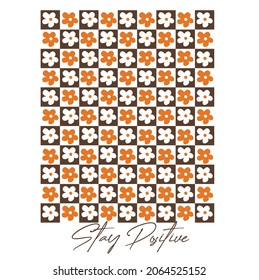estampado de camisetas con flores retro. imprimir con eslogan positivo