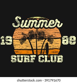 t-shirt print summer vector surf club sunshine design