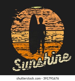 t-shirt print summer vector surf club sunshine bird design