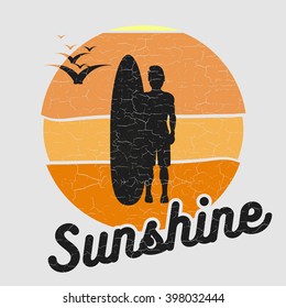 t-shirt print summer vector surf club sunshine bird design