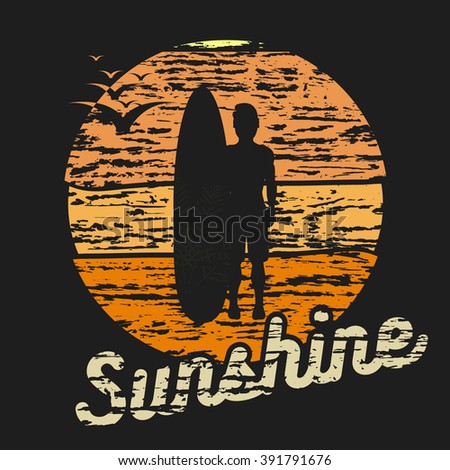 t-shirt print summer vector surf club sunshine bird design
