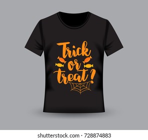 T-shirt print Trick or treat? Halloween black t-shirt