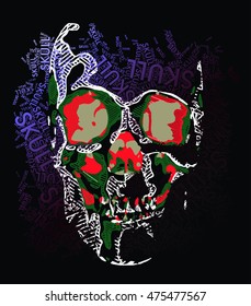 The t-shirt printed pattern vector illustration striped skull with skull words