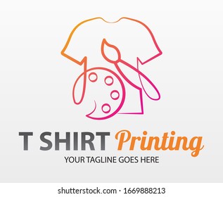 Tshirt Printing cmyk palette shape concept. Abstract modern colored vector logo template of t-shirt printing.  
