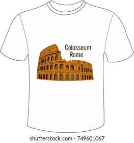 T-shirt printing T-shirt design - Coliseum in Rome, Italy vector. Colosseum hand drawn illustration. Symbol of Ancient Rome, gladiatorial fights