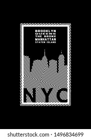 T-shirt Printing design. NYC emblem. New York, Manhattan, Brooklyn, Queens the Bronx