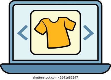 Tshirt product display on laptop screen illustration