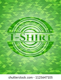 T-Shirt realistic green emblem. Mosaic background