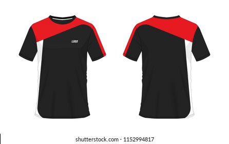 T-shirt red and black soccer or football template for team club on white background. Jersey sport, vector illustration eps 10.