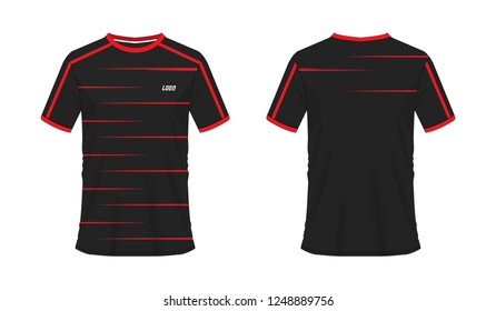 T-shirt red and black soccer or football template for team club on white background. Jersey sport, vector illustration eps 10.