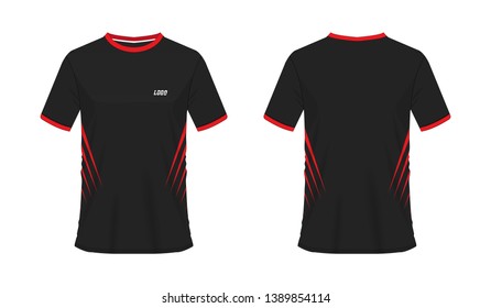 T-shirt red and black soccer or football template for team club on white background. Jersey sport, vector illustration eps 10.