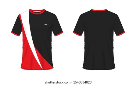 T-shirt red and black soccer or football template for team club on white background. Jersey sport, vector illustration eps 10.