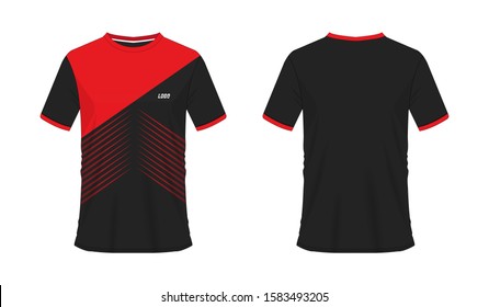 T-shirt red and black soccer or football template for team club on white background. Jersey sport, vector illustration eps 10.