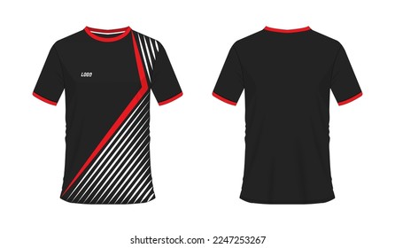 Camiseta de fútbol rojo y negro o plantilla de fútbol para el equipo de fútbol con fondo blanco. Deporte de Jersey, ilustración vectorial eps 10.