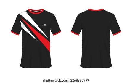 T-shirt red and black soccer or football template for team club on white background. Jersey sport, vector illustration eps 10.