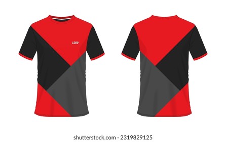 T-shirt red and black soccer or football template for team club on white background. Jersey sport, vector illustration eps 10.