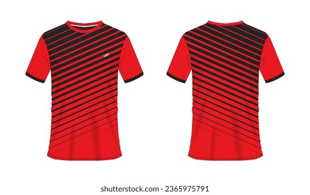 T-shirt red and black soccer or football template for team club on white background. Jersey sport, vector illustration eps 10.