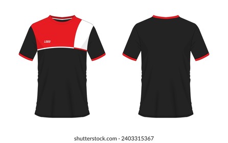 T-shirt red and black soccer or football template for team club on white background. Jersey sport, vector illustration eps 10.