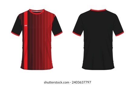 T-shirt red and black soccer or football template for team club on white background. Jersey sport, vector illustration eps 10.