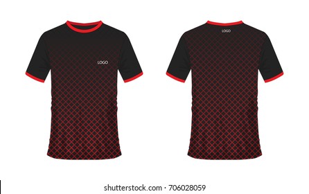 T-shirt Red And Black Soccer Or Football Template For Team Club On White Background. Jersey Sport, Vector Illustration Eps 10.