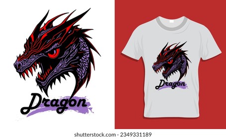 
Camiseta con un dragón rojo y diseño gráfico de un dragón
