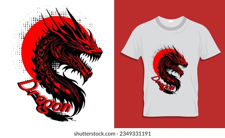 
Camiseta con un dragón rojo y diseño gráfico de un dragón
