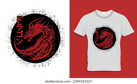 
Camiseta con un dragón rojo y diseño gráfico de un dragón
