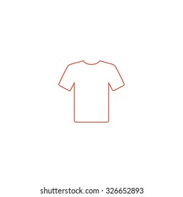 Tshirt. Red Outline Vector Pictogram On White Background. Flat Simple Icon