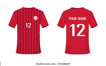 T-shirt Red Soccer Or Football Template For Team Club On White Background. Jersey Sport, Vector Illustration Eps 10.