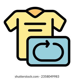 Tshirt return icon outline vector. Delivery box. Order parcel color flat