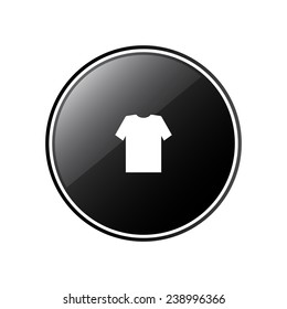 Tshirt round black glossy button for the site, vector, EPS 10
