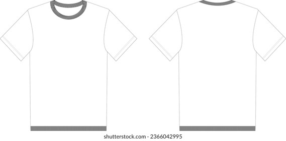 t-shirt round neck flat sketch drawing