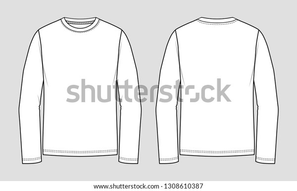 T-shirt round\
neck. Long sleeve. Mockup\
template.
