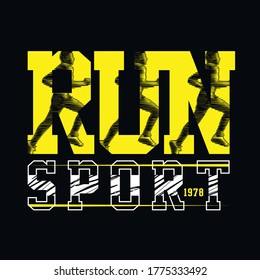 t-shirt RUN sports, sports emblem, leisure, t-shirts inscription typography, graphic design