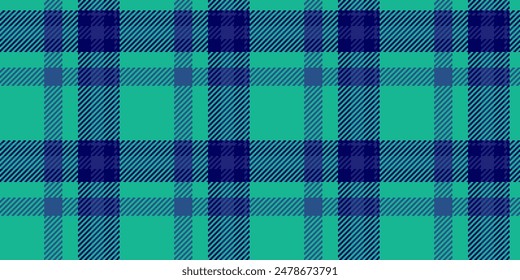 T-shirt seamless vector background, coloured textile texture tartan. Aged plaid fabric check pattern in blue and teal color.