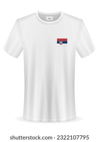 Tshirt with Serbia flag on a white background. Vector illustration.
