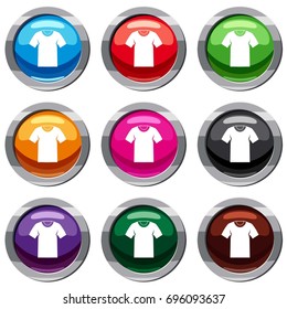 Tshirt set icon isolated on white. 9 icon collection vector illustration