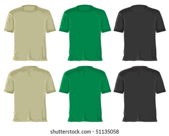 T-shirt set. Without gradients, great for printing. Black green. Vector.