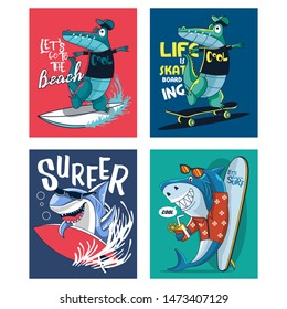 tshirt shark and alligator design for kids set