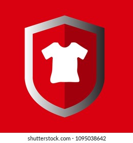 t-shirt and shield. Vector icon