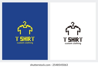 Tshirt shirt clothes pixel hanger logo design vector illustration