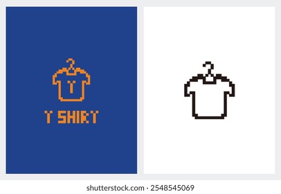 Tshirt shirt clothes pixel hanger logo design vector illustration