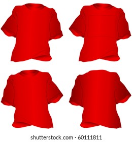T-Shirt ,shirt front and back red, isolated on white.