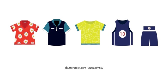 T-shirt, shirt, hawaiian shirt, singlet vector flat icon. 