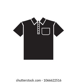 T-shirt, shirt with pocket and collar vector icon black