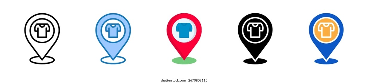T-Shirt Shop vários ícones de estilo definir ilustração de vetor de design.